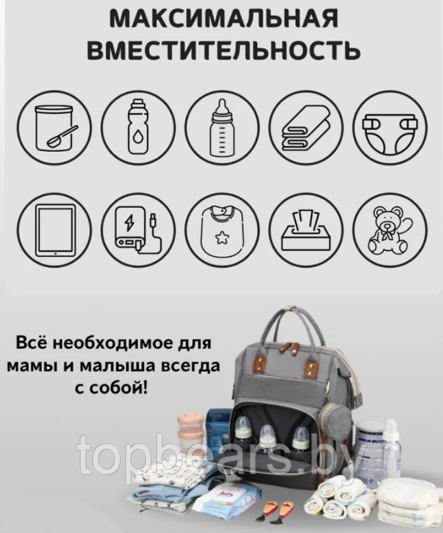 Модный многофункциональный рюкзак с термоотделом, USB и кошелечком Mommys Urban для мамы и ребенка / - фото 10 - id-p213149052