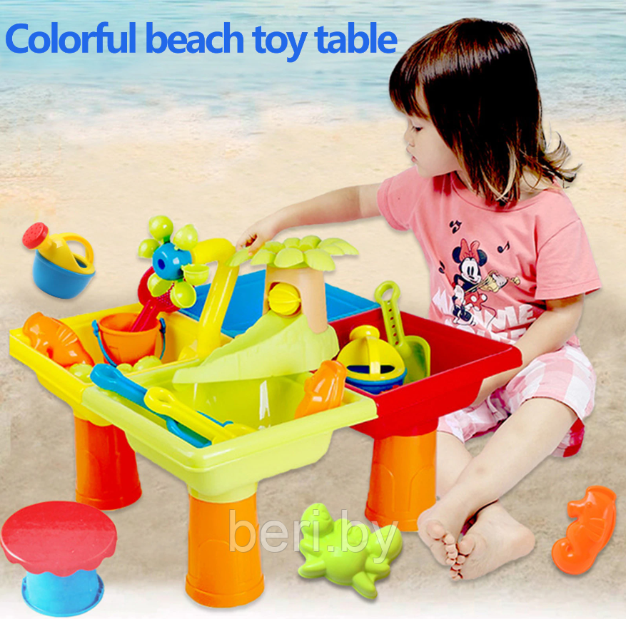 102 Стол-песочница с аксессуарами, игровой набор песочный столик, песочница для кинетического песка - фото 9 - id-p213150823