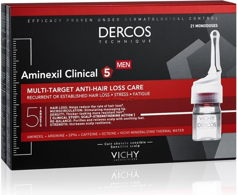 Средство против выпадения Vichy Виши Dercos Aminexil Clinical 5 комплексного действия для мужчин, 21 шт х 6 мл