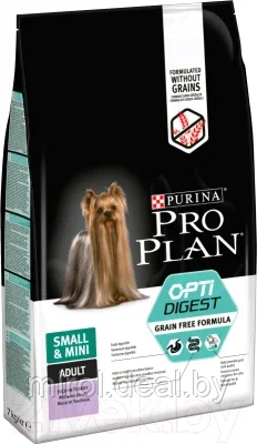 Сухой корм для собак Pro Plan Grain Free Adult Small & Mini Sensitive Digestion с индейкой - фото 1 - id-p213153328