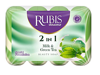 Rubis мыло экопак Milk&Green Tea 4x90 360г