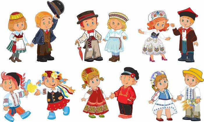 1806 Детки в национальных костюмах, страны вокруг Беларуси - фото 1 - id-p213155288