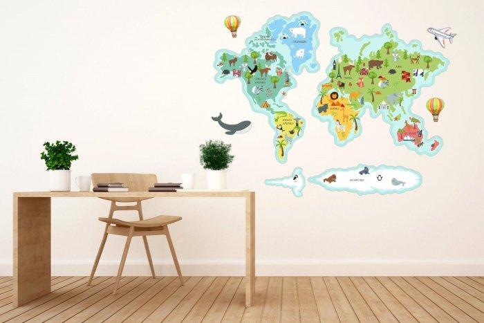 1587 Декоративное оформление стен, карта мира для детей - фото 1 - id-p213154712