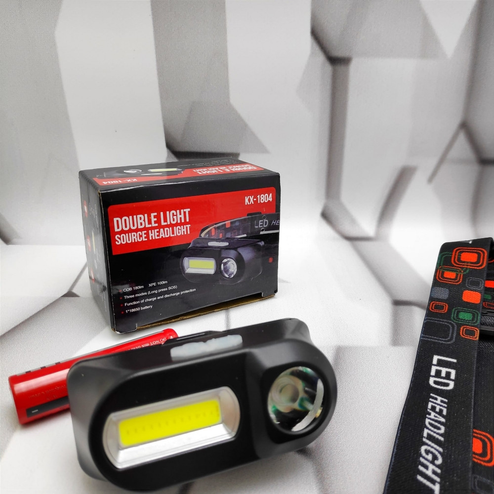 Налобный аккумуляторный фонарь Double Light Source headlight KX-1804 (3 режима работы) - фото 10 - id-p213158239
