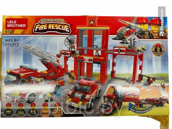 Детский конструктор Пожарная машина, участок охрана станция 8715 серия сити cities пожарные аналог лего lego - фото 2 - id-p213158200