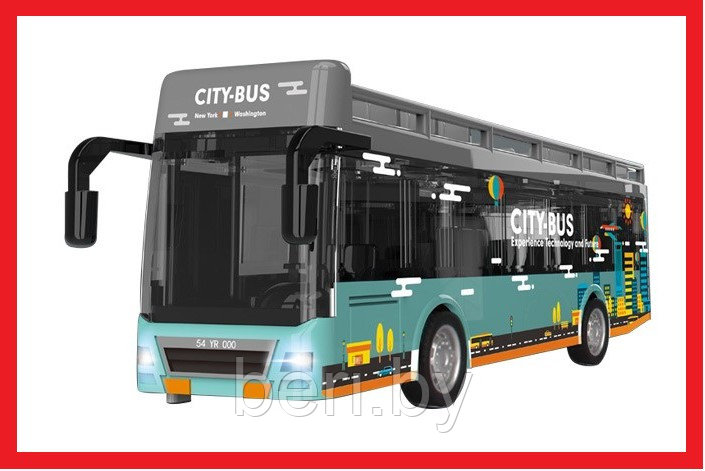 YD6630A Автобус городской металлический двухэтажный MSN Toys со светом и звуком 20 см