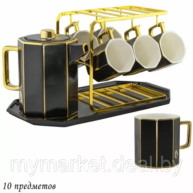 Чайный сервиз фарфоровый, 10 предметов, на 6 персон 270 мл, Lenardi - фото 2 - id-p213162340