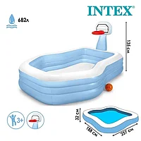 Бассейн надувной INTEX детский с баскетбольным кольцом 257х188х135 см