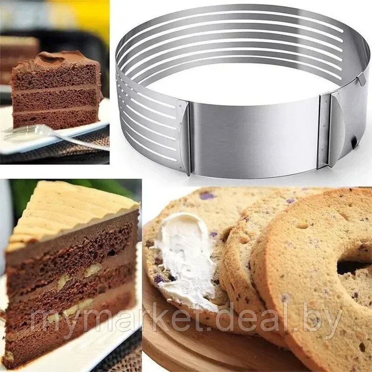 Форма для выпечки тортов и нарезки бисквита, разъемная с регулировкой размера - фото 4 - id-p213162484