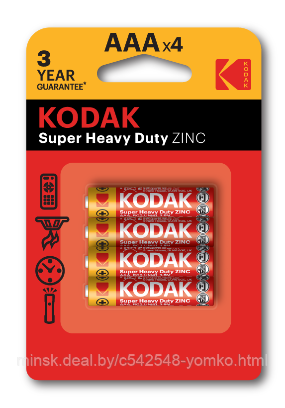 KODAK SUPER HEAVY DUTY ZINC AAA R03 4BL - фото 1 - id-p213162562