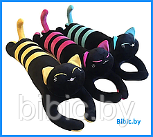 Мягкая детская игрушка антистресс черный Кот батон обнимашка,  плюшевые коты игрушки подушки для детей 80 см