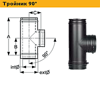 Дымоход, тройник 90°