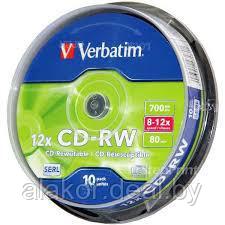 Диски CD-RW Verbatim DataLife+ 700 Mb 8x-12x Cake Box (10 шт.) - фото 1 - id-p213163546