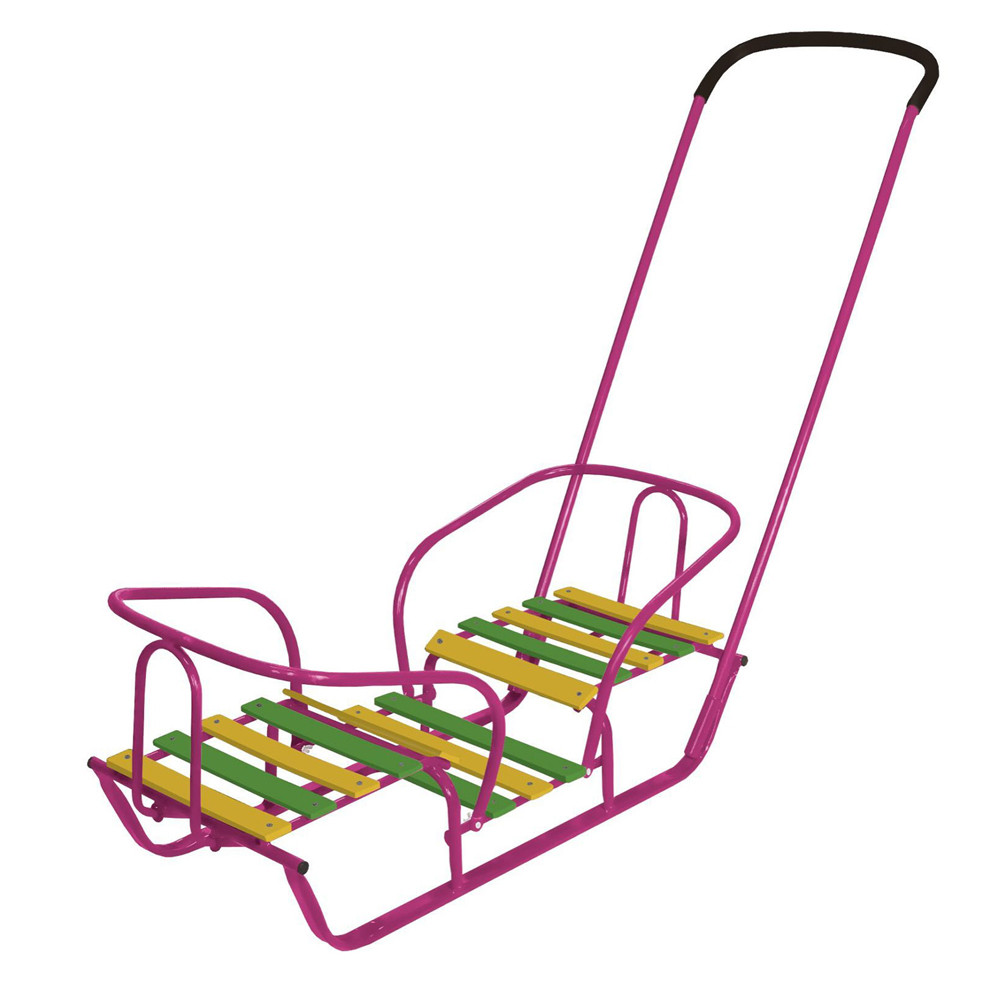 Санки-двойняшки Тимка СД для двух детей с выдвижными колесами и родительской ручкой-толкателем