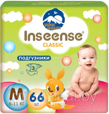 Подгузники детские Inseense Classic Plus M 6-11 кг / InsCM66Lime - фото 1 - id-p213173343