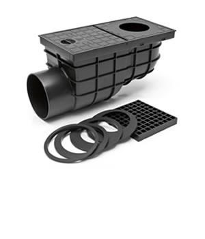 Дождеприемник для ливневой канализации с набором колец и решеткой, горизонтальный выпуск DN110 MCH325D - фото 1 - id-p140346372