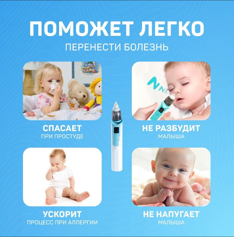 Аспиратор назальный для детей Children s nasal aspirator ZLY-018 (6 режимов работы) / Бесшумный соплеотсос - фото 5 - id-p213176069