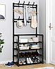 Напольная вешалка для обуви и одежды с полками и крючками New Simple floor Clothes Rack 4 яруса 158х60х28 см., фото 2