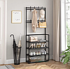 Напольная вешалка для обуви и одежды с полками и крючками New Simple floor Clothes Rack 4 яруса 158х60х28 см., фото 3