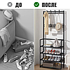 Напольная вешалка для обуви и одежды с полками и крючками New Simple floor Clothes Rack 4 яруса 158х60х28 см., фото 6