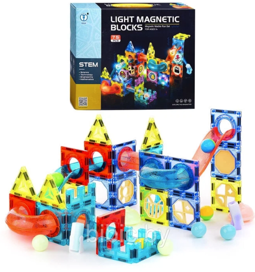 Детский магнитный конструктор Light Magnetic 2301, 75 деталей , игра головоломка для детей, настольная игра - фото 4 - id-p213176464