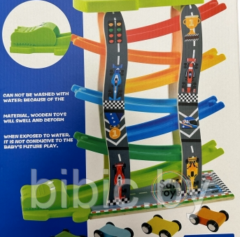 Детский игровой автотрек гонки по ступенькам с машинками, многоуровневый спуск, 664 развивающая игра для детей - фото 3 - id-p213176763