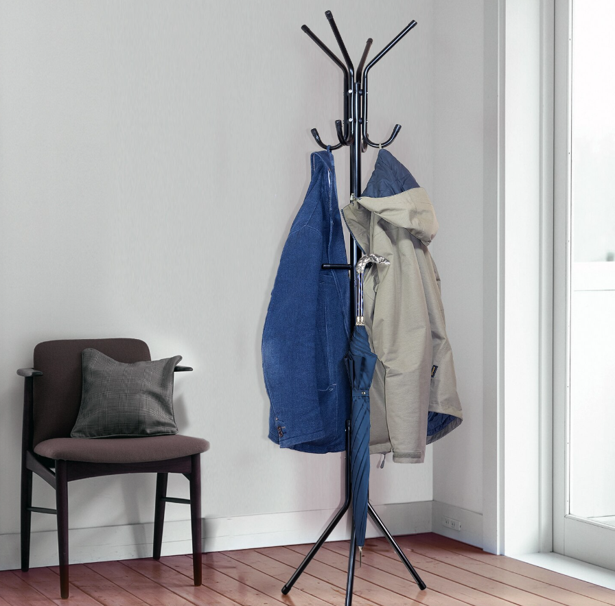 Напольная металлическая вешалка - стойка на 12 крючков COAT RACK для верхней одежды, сумок, шляп, зонтов - фото 9 - id-p213180256