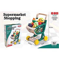 Детская тележка для супермаркета с продуктами 32 предмета К-211