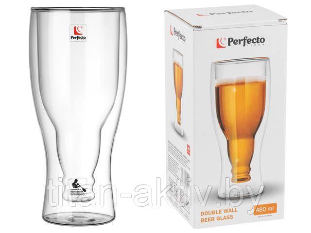 Бокал для пива с двойными стенками, 480 мл, PERFECTO LINEA (Бокал стеклянный, ручной работы, с двойн - фото 1 - id-p212987010