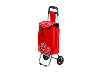 Сумка-тележка хозяйственная на колесах 20 кг, красная, цветок, PERFECTO LINEA