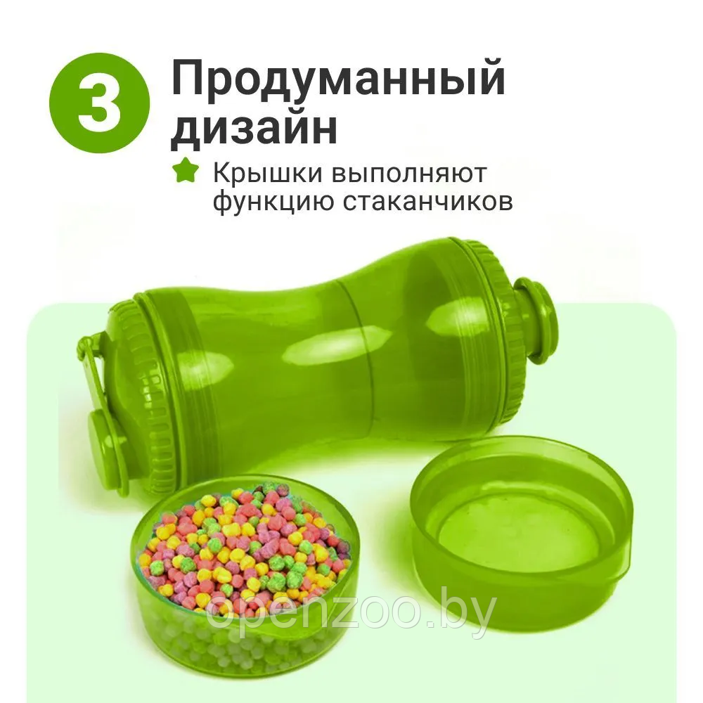Дорожная бутылка поилка - кормушка для собак и кошек Pet Water Bottle 2 в 1 Зеленый - фото 2 - id-p212056821