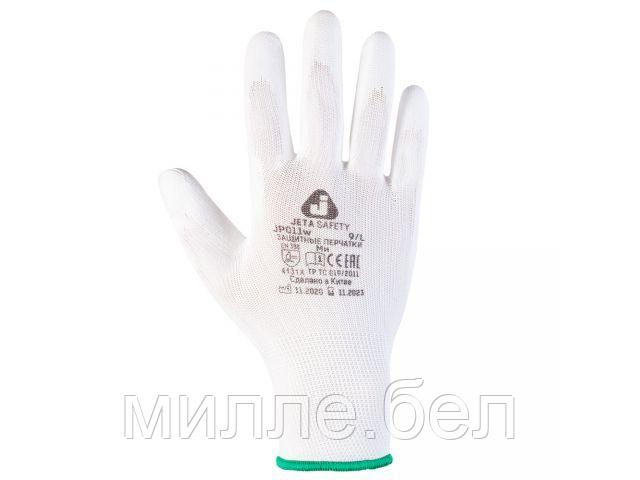 Перчатки нейлон, полиуретановое неполн. покрытие, р.M, белые, Jeta Safety - фото 1 - id-p208781509