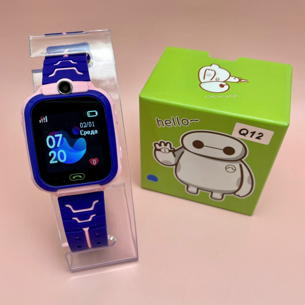 Детские умные часы Smart Baby Watch с gps Q12 Розовые с фиолетовым - фото 2 - id-p170111154