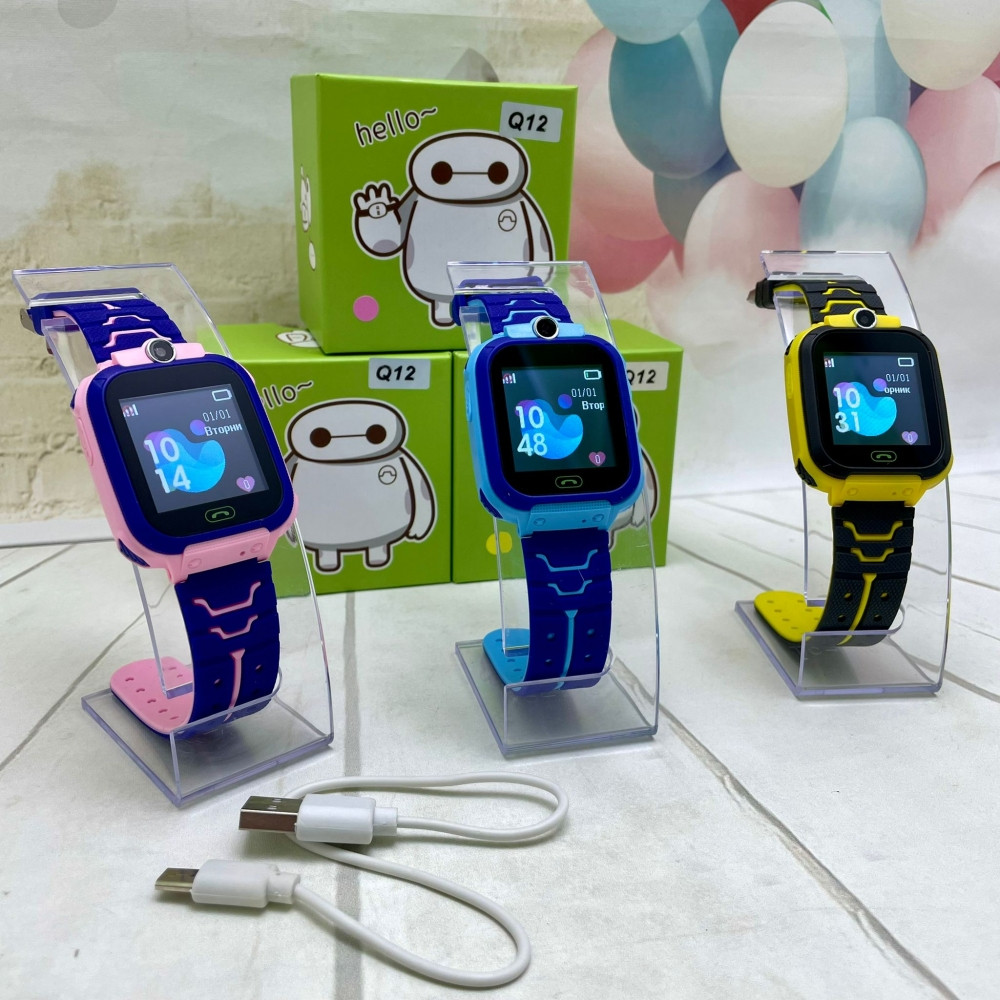 Детские умные часы Smart Baby Watch с gps Q12 Розовые с фиолетовым - фото 6 - id-p170111154