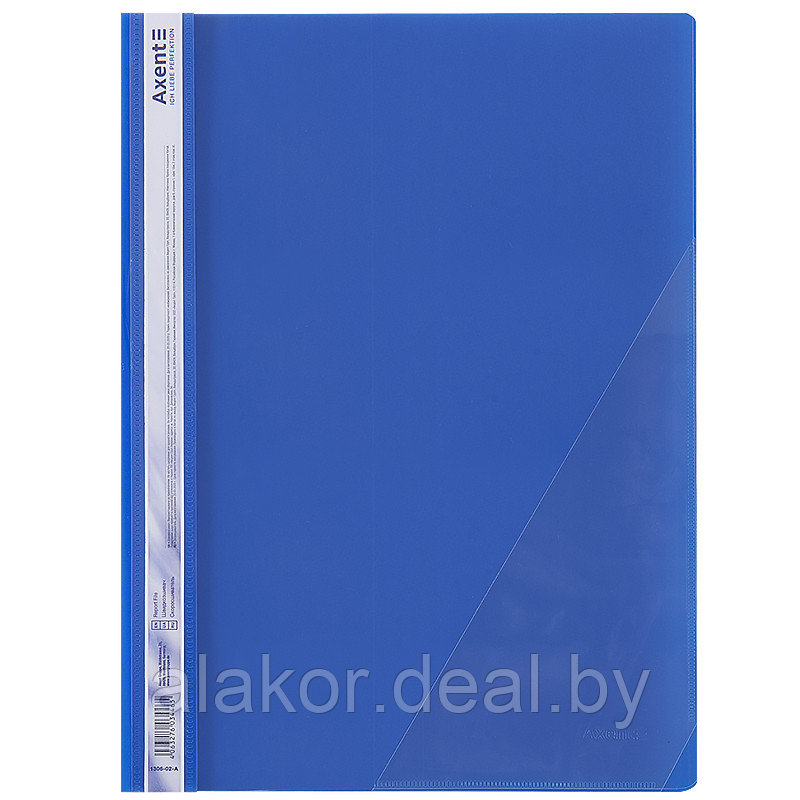 Папка-скоросшиватель А4, прозрачным верхом и карманом Axent 1306-02, полипропилен, синяя - фото 1 - id-p213203524