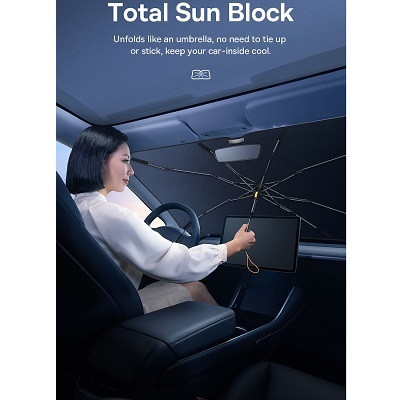 Солнцезащитный зонт для автомобиля Baseus CoolRide Windshield Sun Shade Umbrella Lite (CRKX000001) 131*69mm - фото 4 - id-p213203994