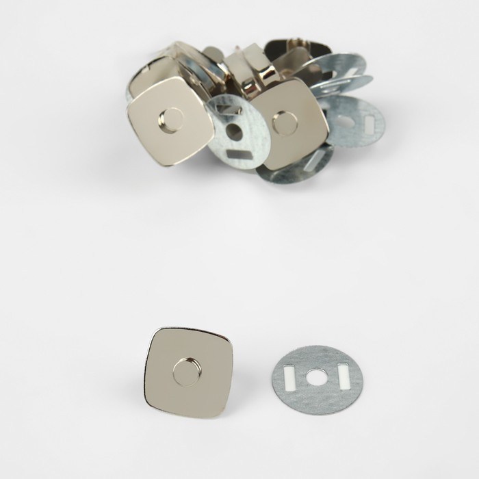 Кнопки магнитные, 18 × 18 мм цвет :никель