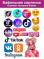 Вафельная картинка плотная like, tiktok