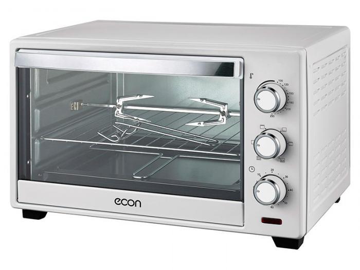 Компактная мини печь с вертелом и грилем настольная электропечь для кухни дачи выпечки Econ ECO-G3201MO белая - фото 1 - id-p212787755