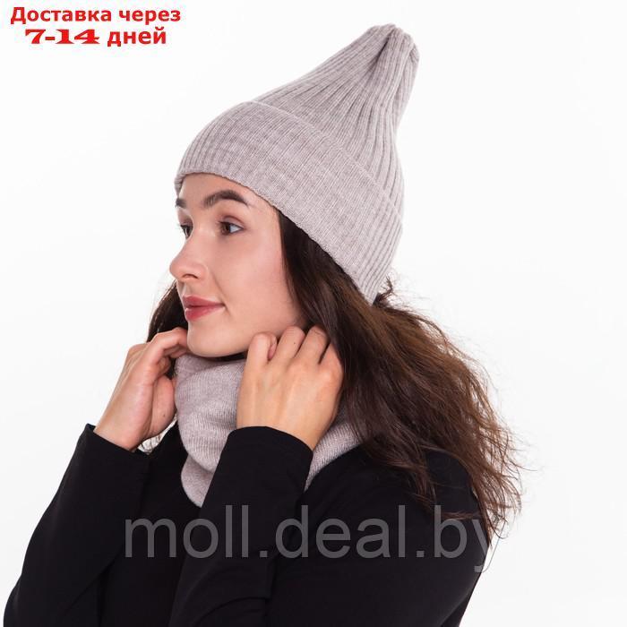 Комплект женский зимний (шапка/снуд), цвет бежевый, размер 56-58 - фото 1 - id-p213191008