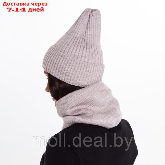 Комплект женский зимний (шапка/снуд), цвет бежевый, размер 56-58 - фото 5 - id-p213191008