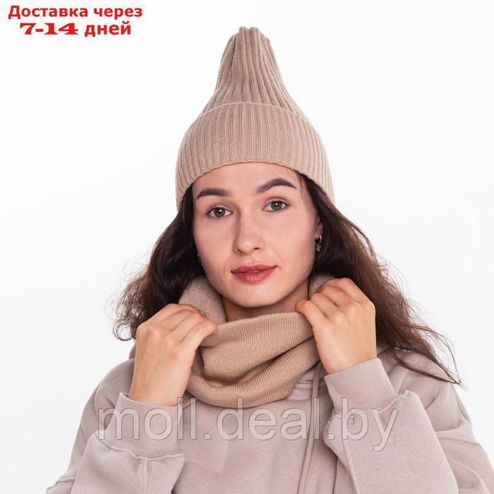 Комплект женский зимний (шапка/снуд), цвет какао, размер 56-58 - фото 2 - id-p213191010