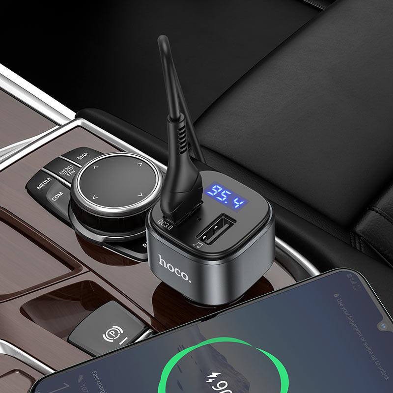 Автомобильный Bluetooth FM-проигрыватель - MP3 плеер HOCO E67, QC3.0, 1.5A, 2 USB, черный 556567 - фото 5 - id-p213239843