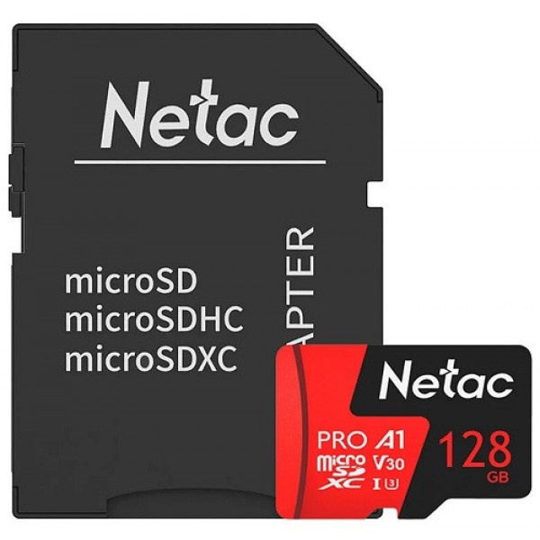 Карта памяти SDXC-micro 128GB Netac P500 Extreme PRO, класс 10, SD-адаптер 556568