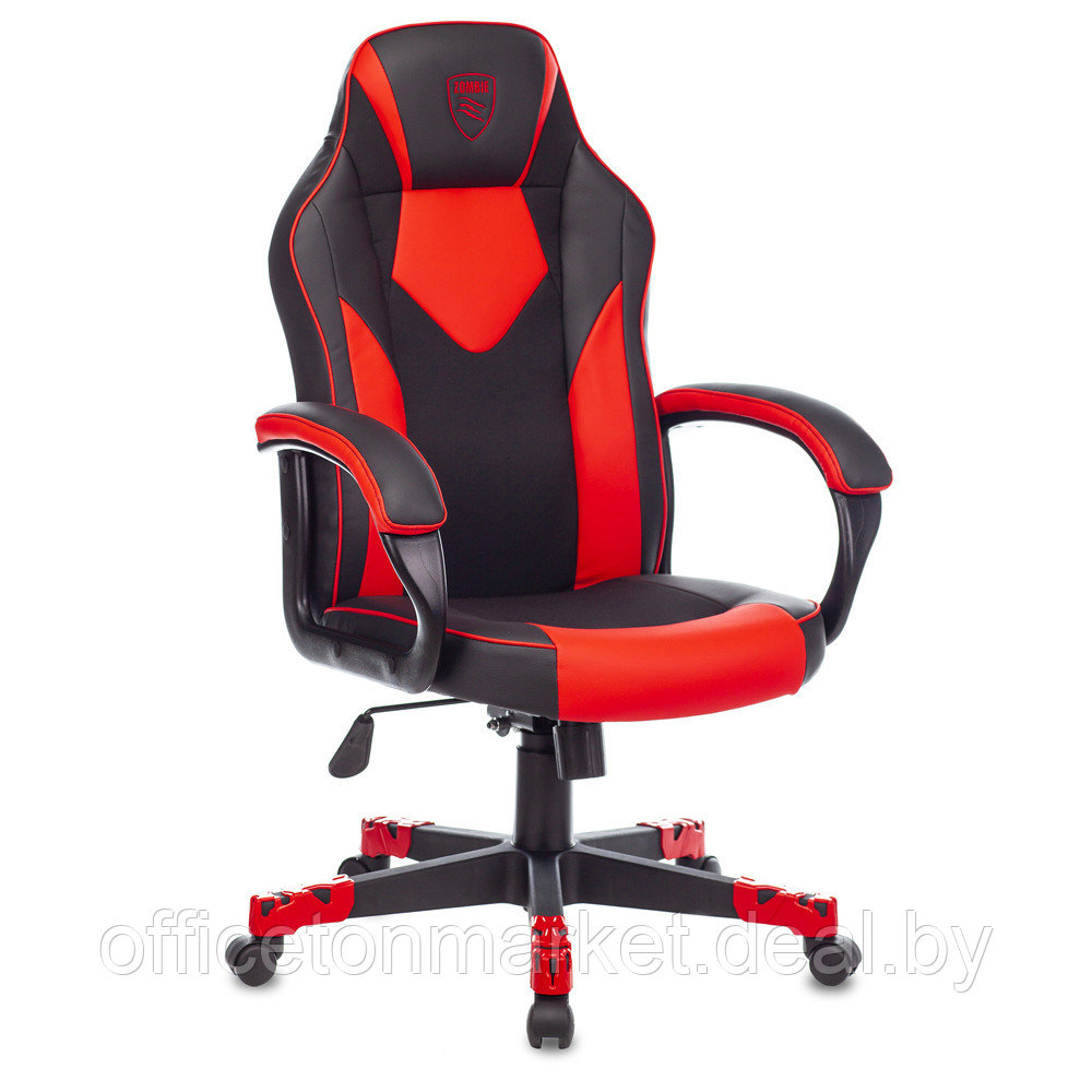 Кресло игровое "Zombie GAME 17", текстиль, экокожа, пластик, черный, красный - фото 1 - id-p211490065