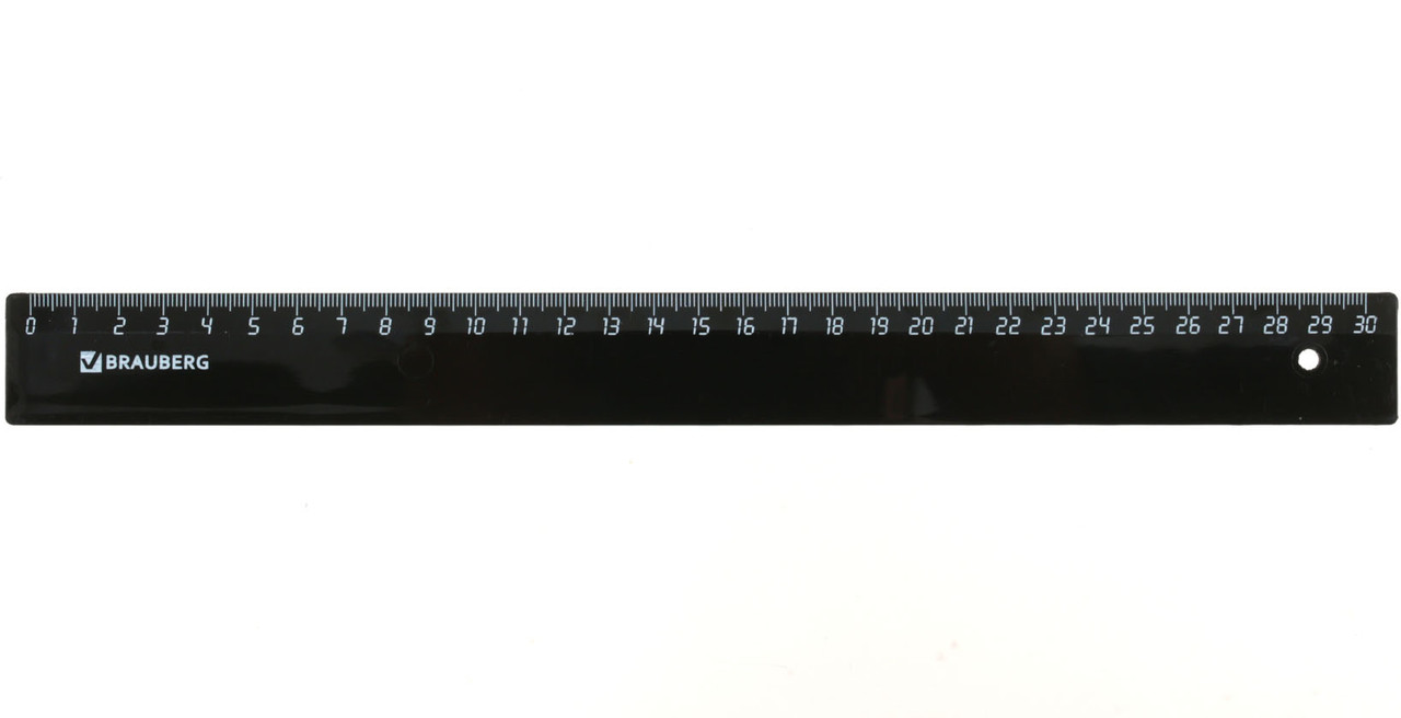 Линейка пластиковая Brauberg 30 см, черная - фото 2 - id-p212679067