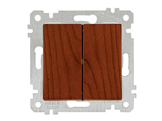 Выключатель 2-клав. (скрытый, без рамки, винт. зажим) вишня, RITA, MUTLUSAN (10 A, 250 V, IP 20)