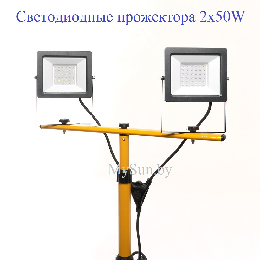 Светодиодный прожектор IP65 LL-503 2x50W 6400K на штативе. - фото 6 - id-p81786893