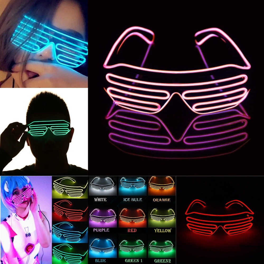 Светодиодные очки EL Wire для вечеринок с подсветкой (три режима подсветки) - фото 1 - id-p213265111