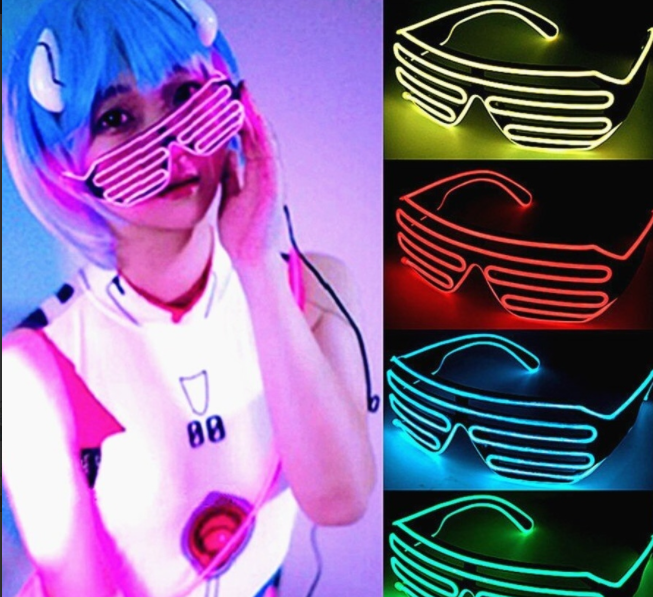 Светодиодные очки EL Wire для вечеринок с подсветкой (три режима подсветки) - фото 2 - id-p213265111
